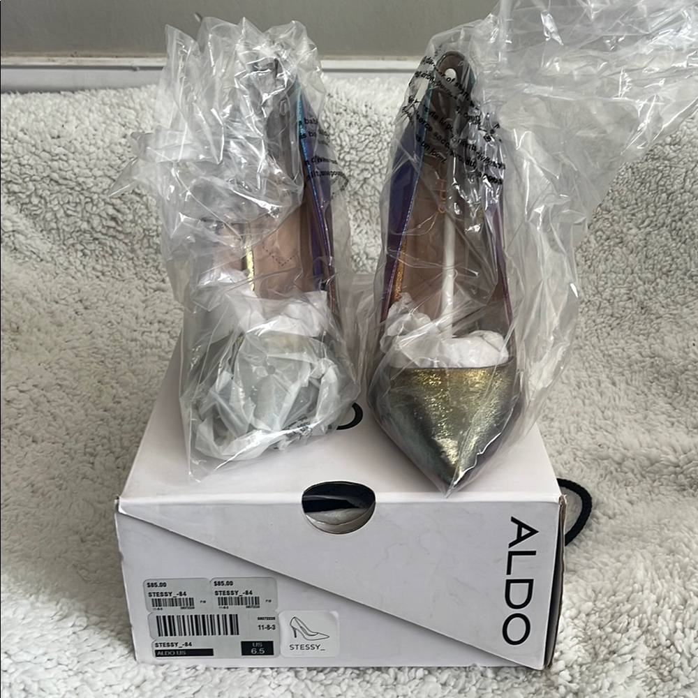 Aldo Gold and Silver Metallic Heels Elegant Pumps